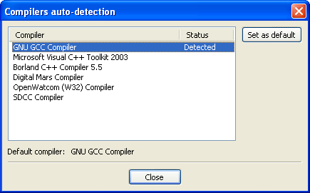 Compiler Auto-Detection Window